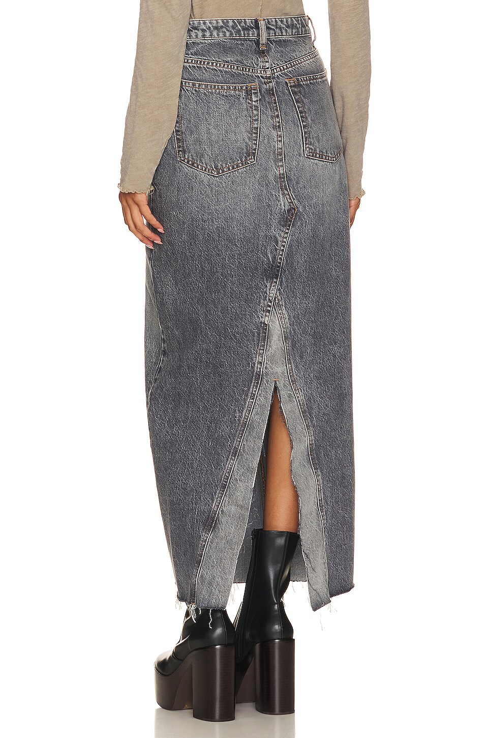 3CS01 3x1 Denim Straight Skirt