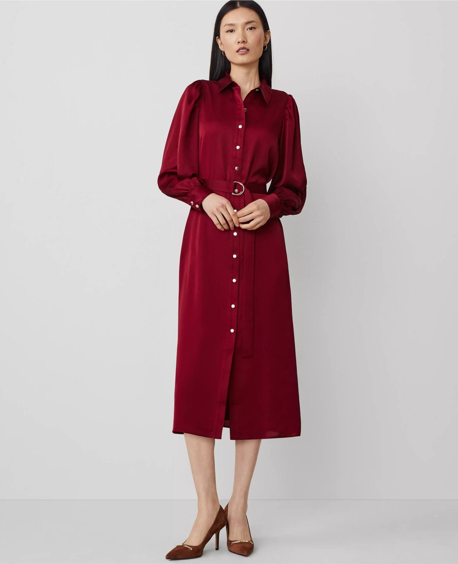 ATPBMS01 Ann Taylor Midi Shirt Dress