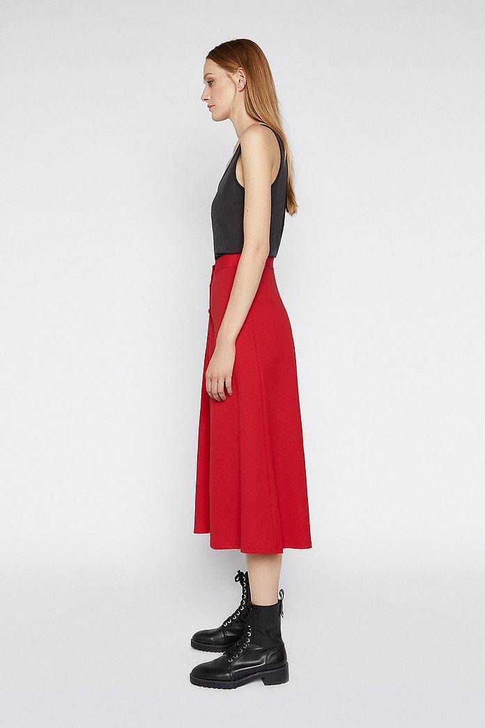 WBTMS01 WAREHOUSE BUTTON THROUGH MIDI SKIRT