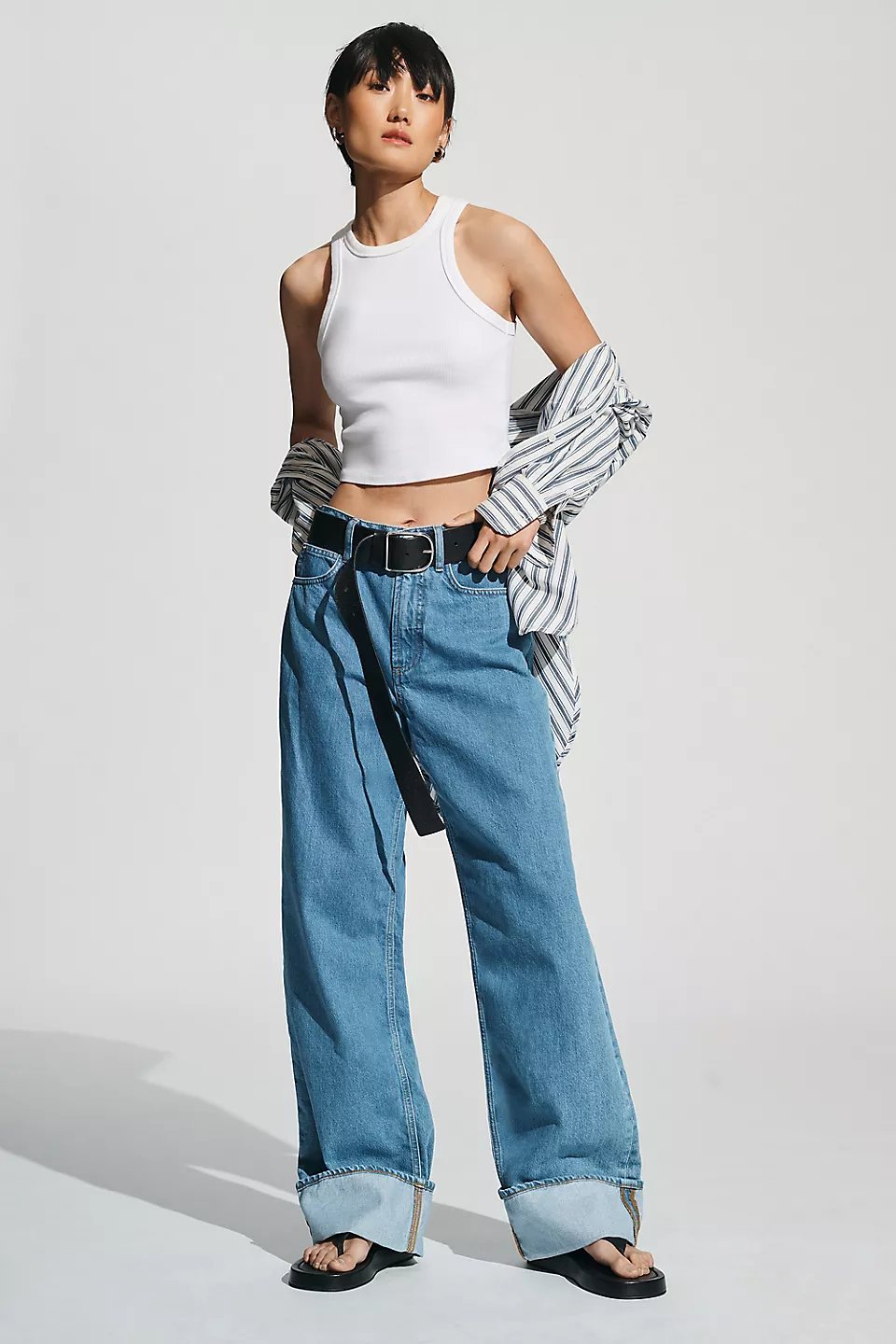 FRHRWLJ01 Frame Rolled Wide Leg Jeans