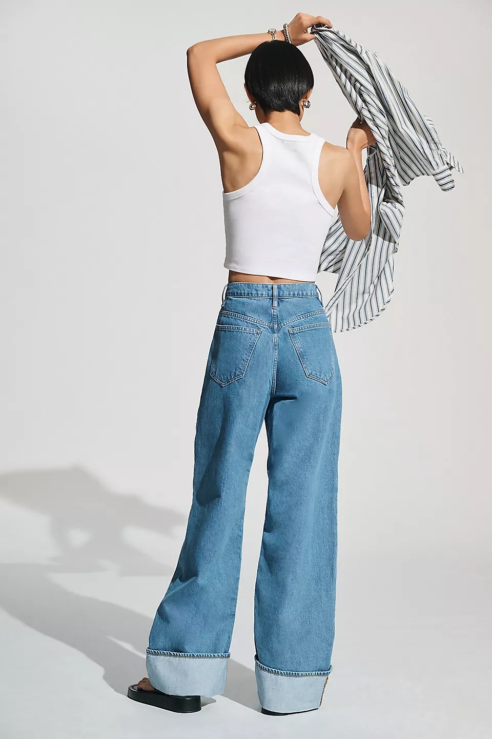 FRHRWLJ01 Frame Rolled Wide Leg Jeans