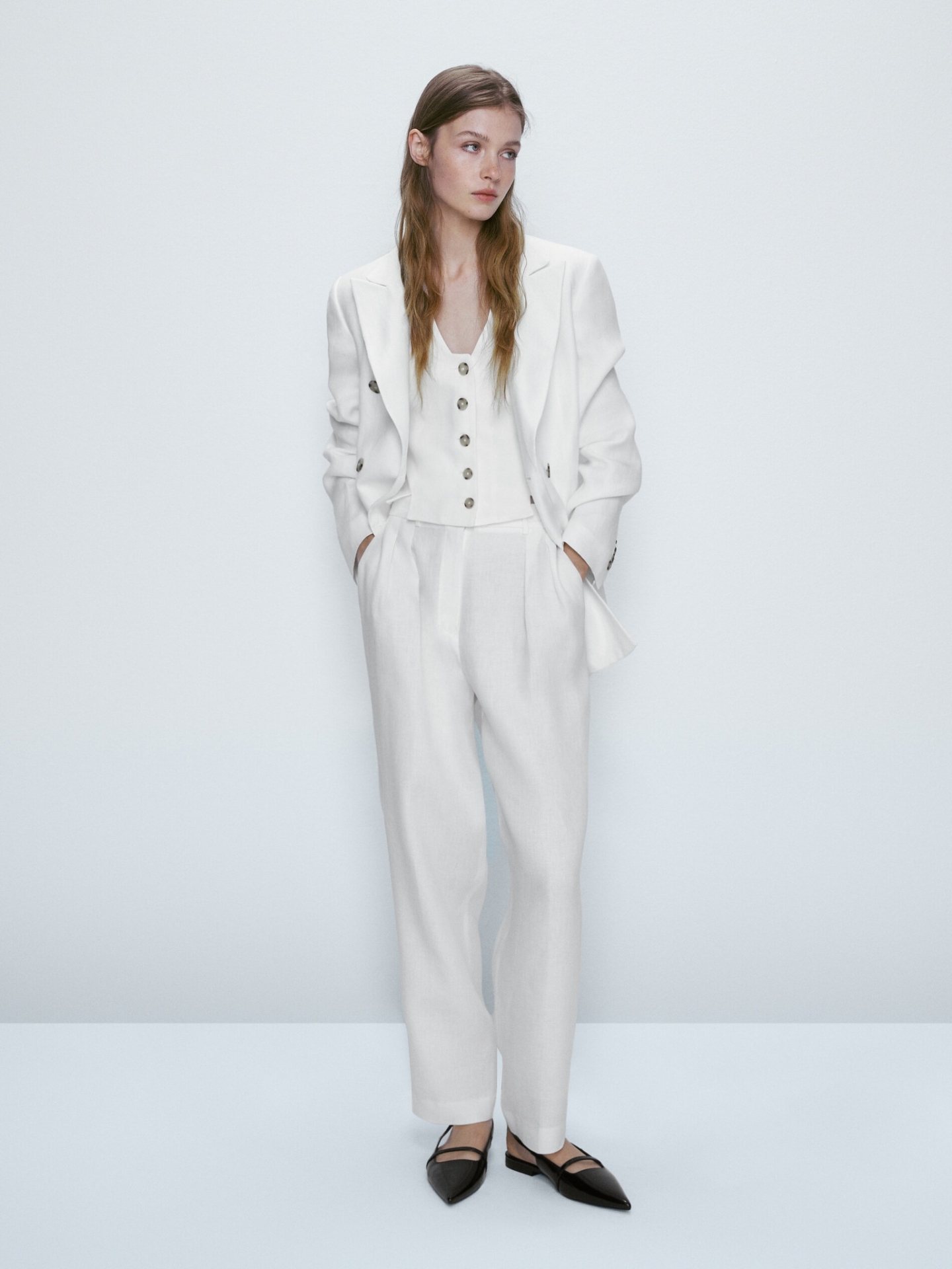 MD1LDDST01 Massimo Dutti Linen Suit Trousers