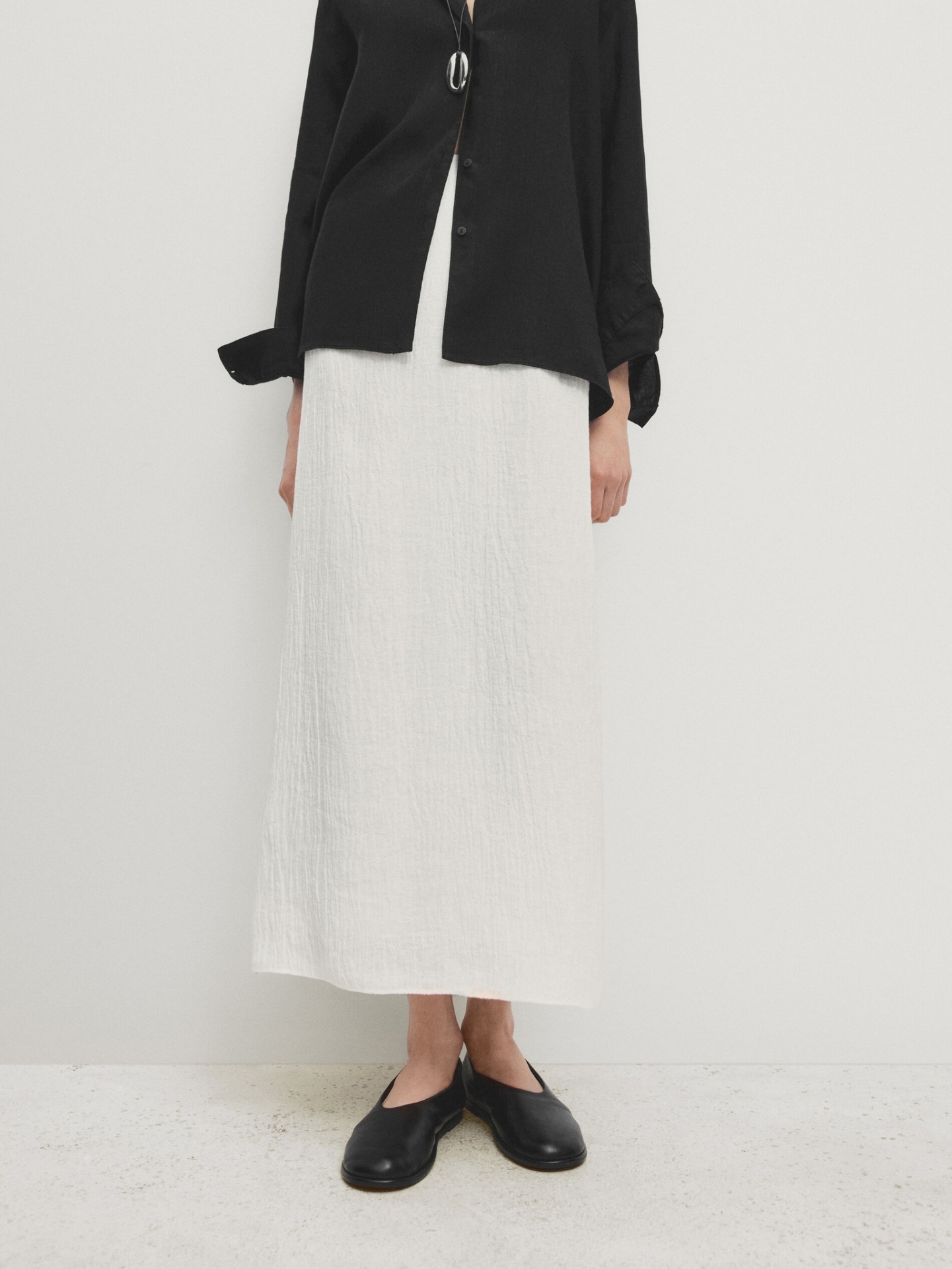 MD1WLS01 Massimo Dutti Waffle Linen Skirt