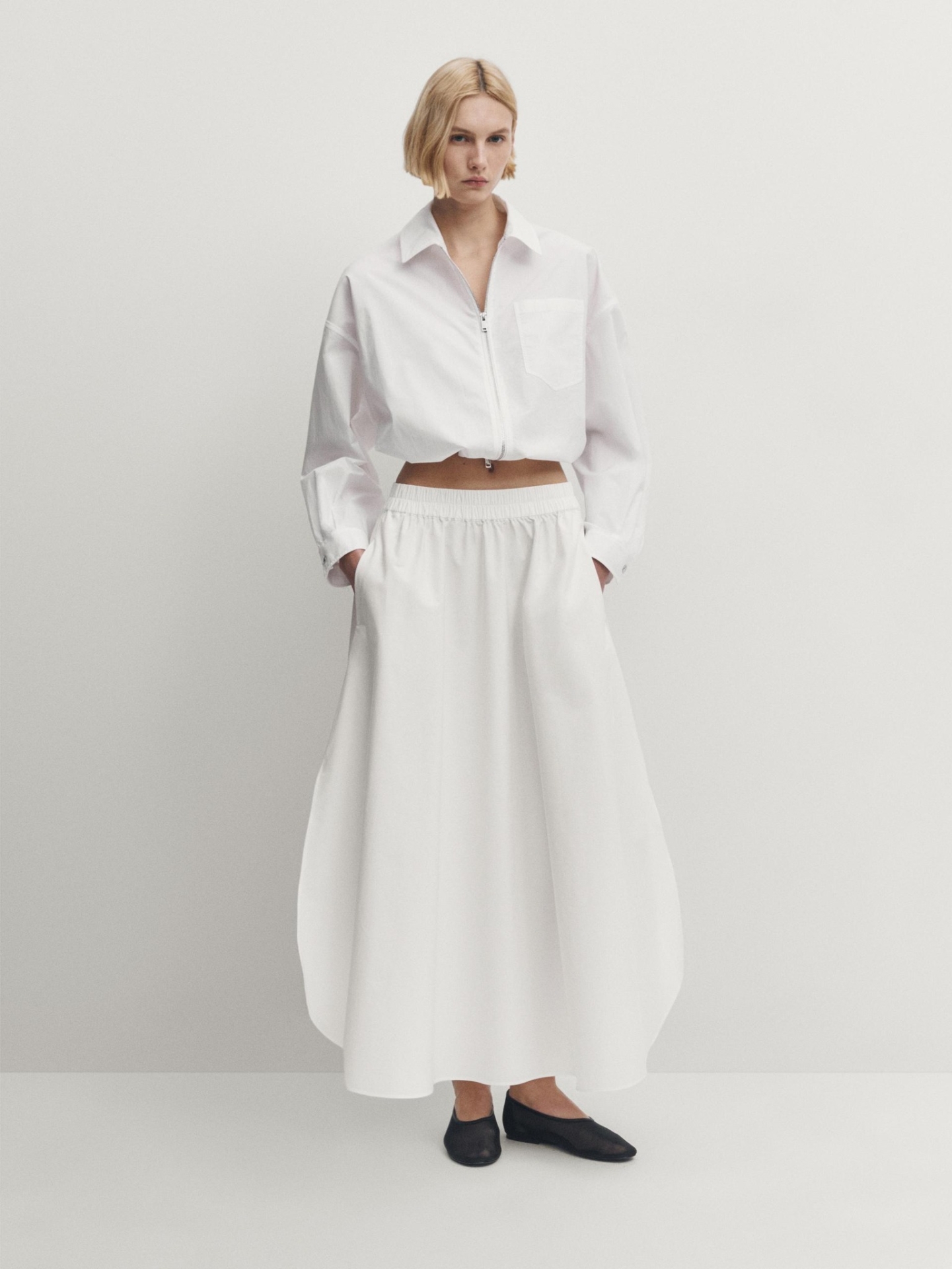 MDCPTOWP01 Massimo Dutti Cropped Overshirt