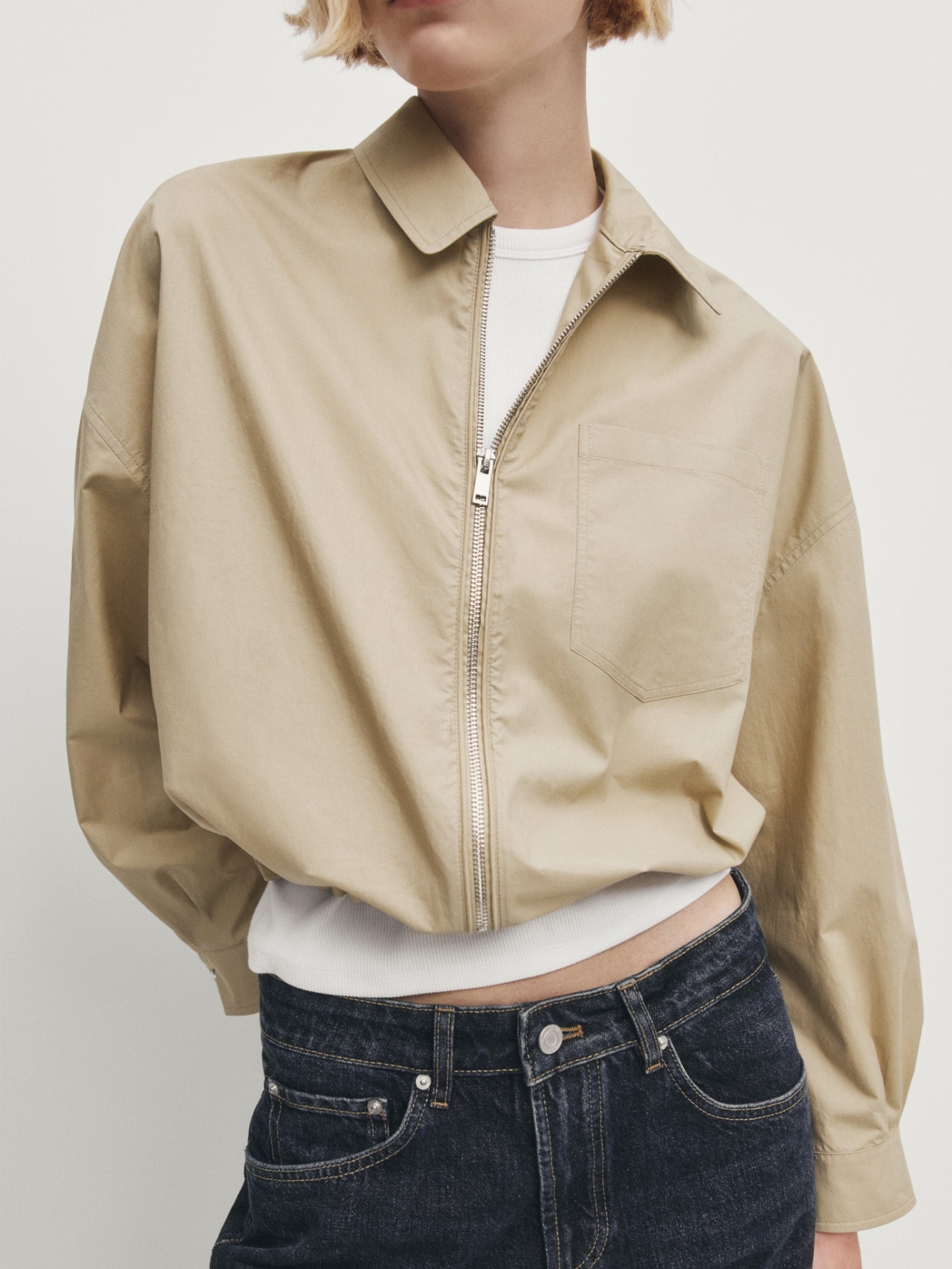 MDCPTOWP02 Massimo Dutti Cropped Overshirt