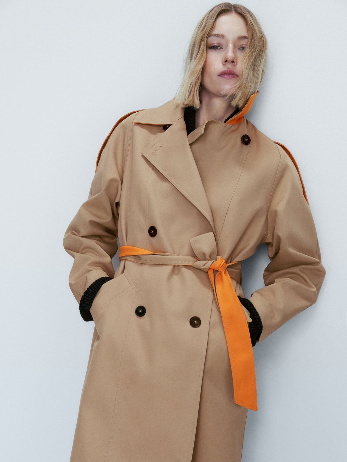 MDCTJ01 MASSIMO DUTTI COLOURED TRENCH-STYLE JACKET