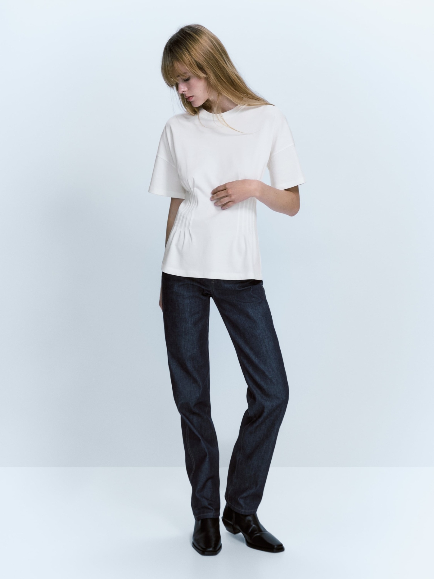 MDCTWGW01 Massimo Dutti Gathered Waist Cotton T-shirt