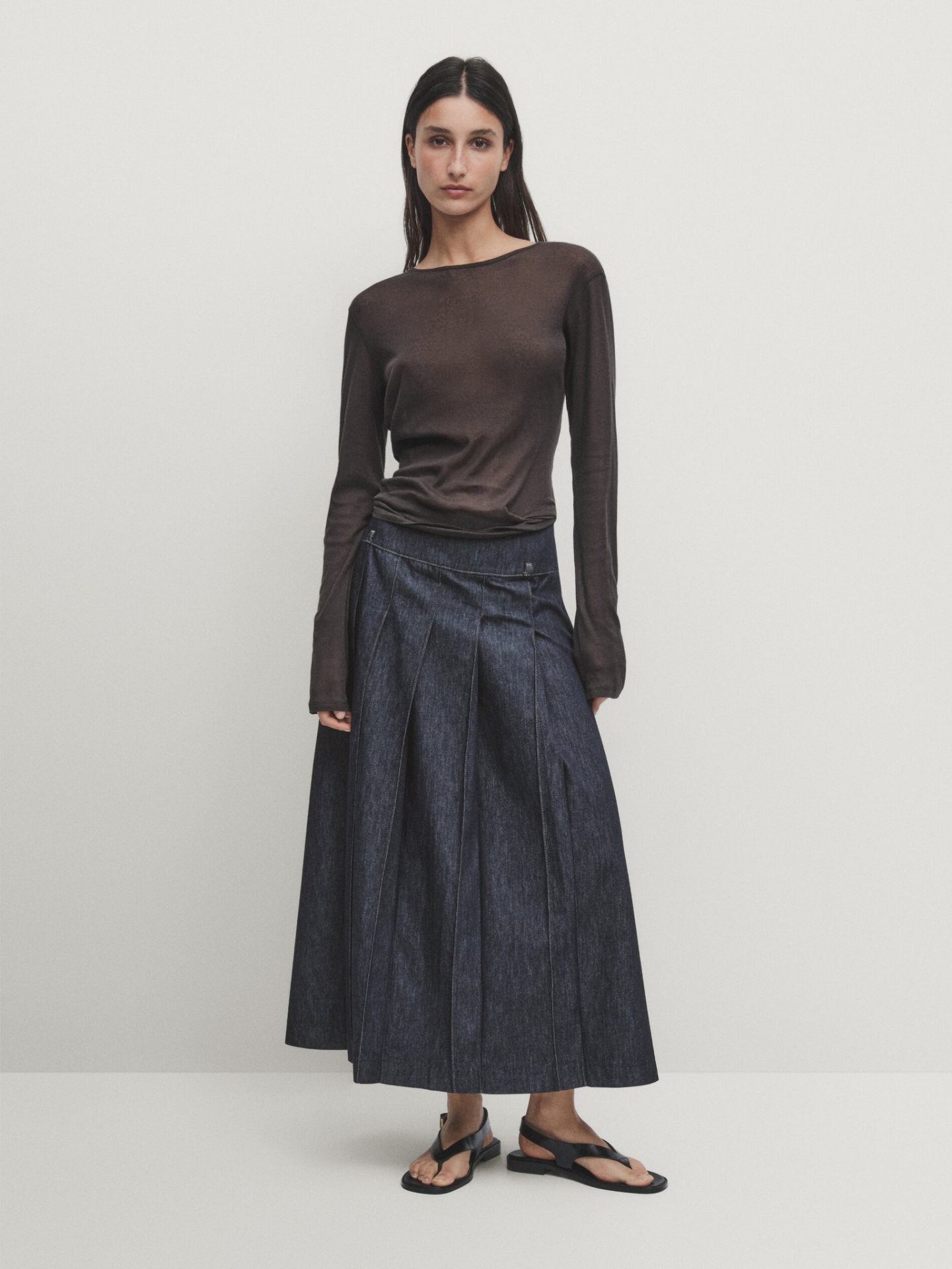 MDDFMS01 MASSIMO DUTTI DENIM MIDI SKIRT