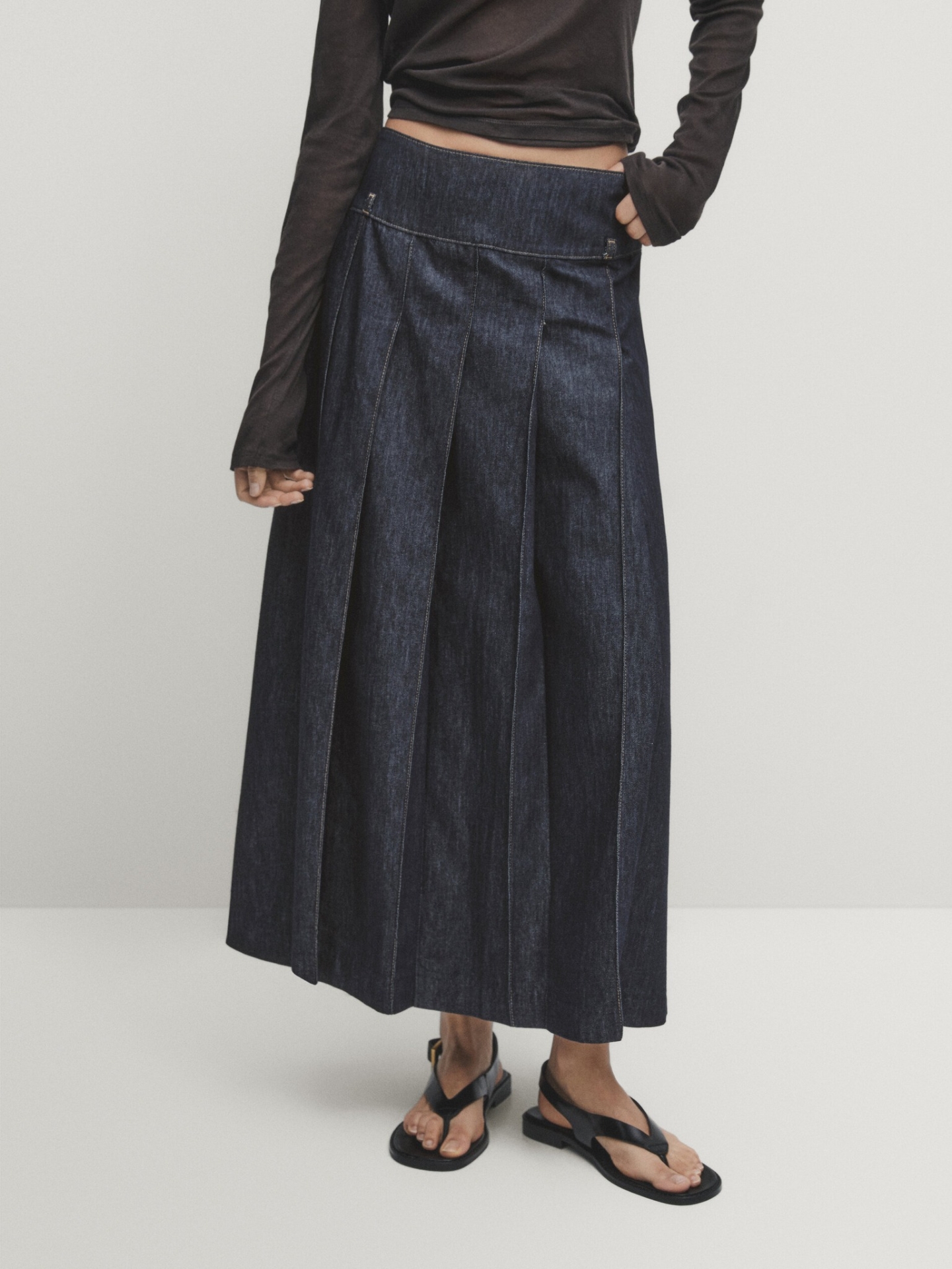 MDDFMS01 MASSIMO DUTTI DENIM MIDI SKIRT