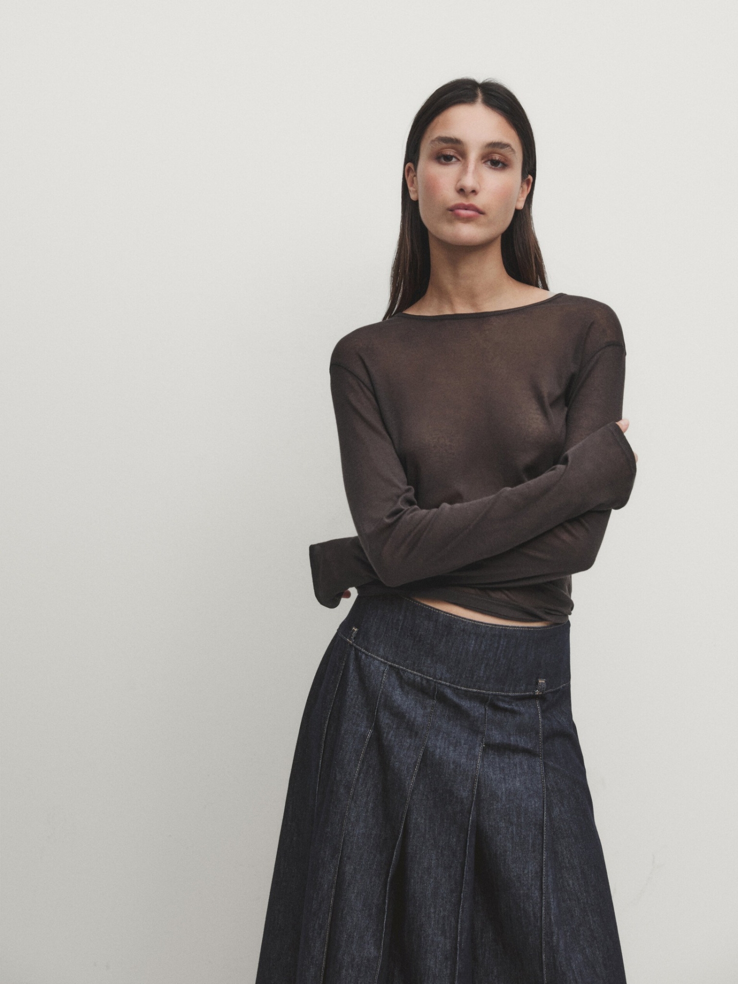 MDDFMS01 MASSIMO DUTTI DENIM MIDI SKIRT