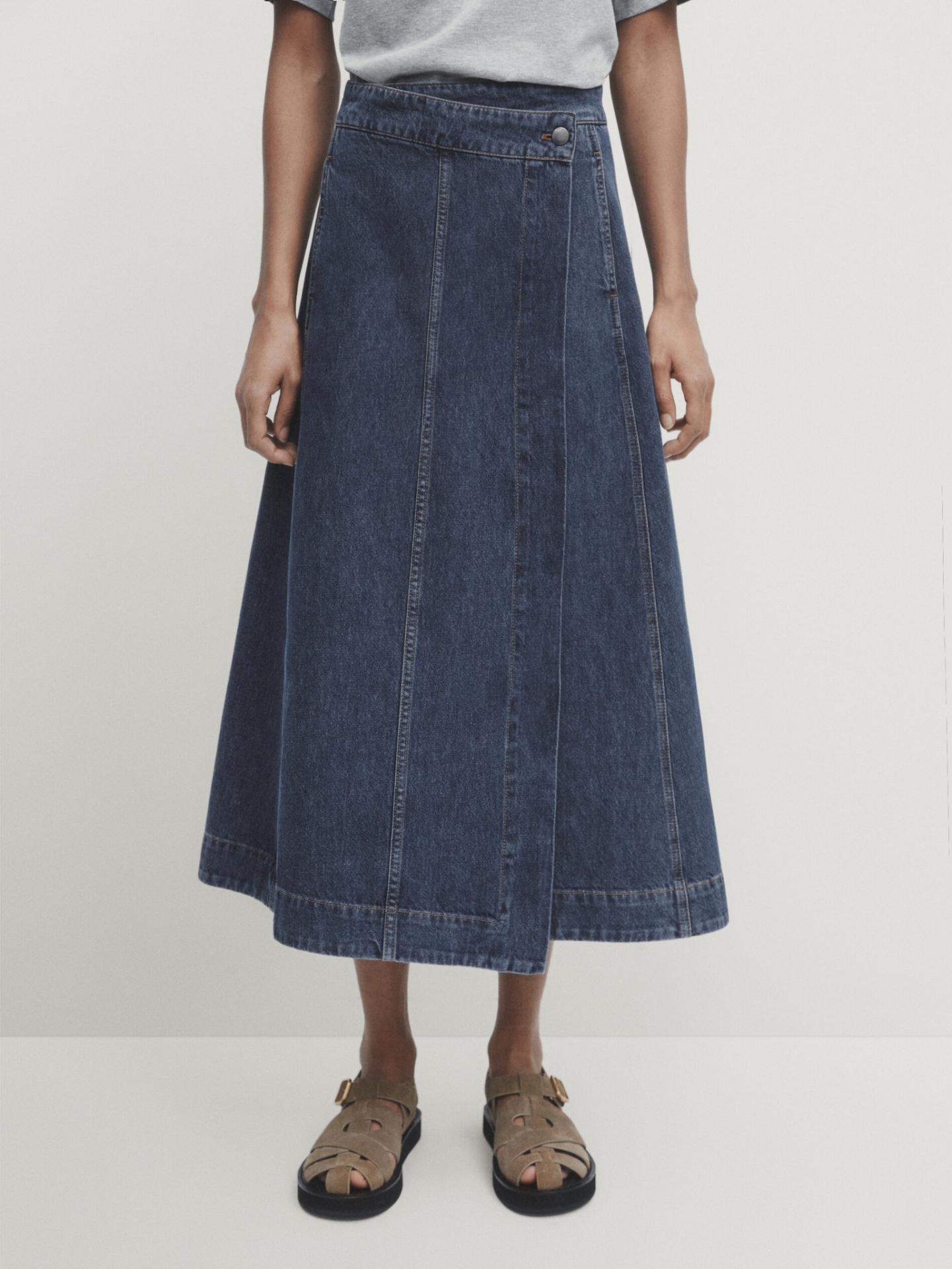 MDDWS02 MASSIMO DUTTI DENIM MIDI SKIRT