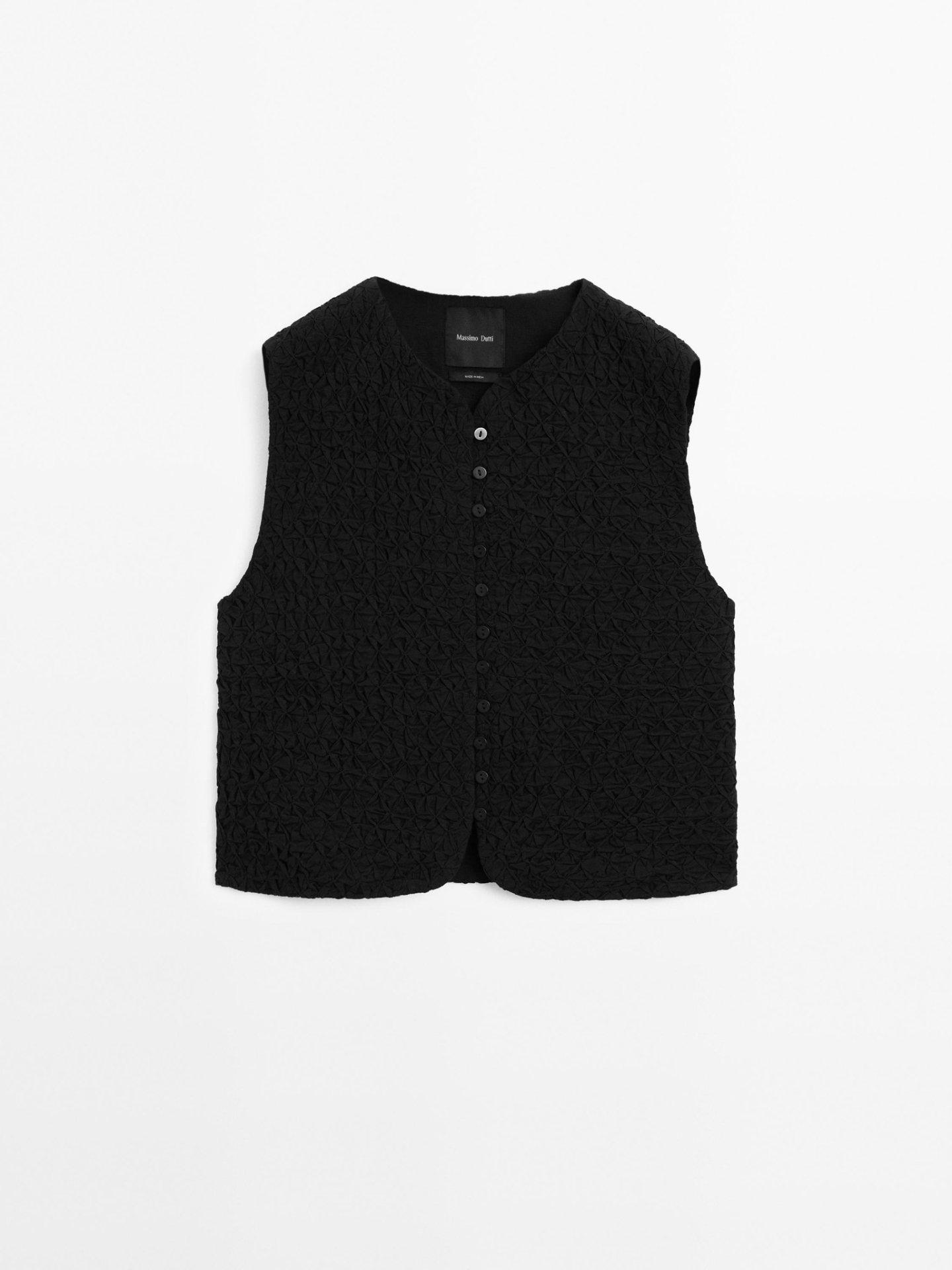 MDEW01 Massimo Dutti Smocked Waistcoat