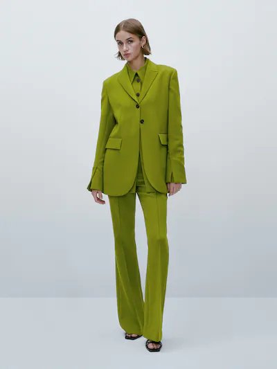 MDGSWS-LE01 Massimo Dutti Green Shirt & Bell Bottom Trousers - Limited Edition