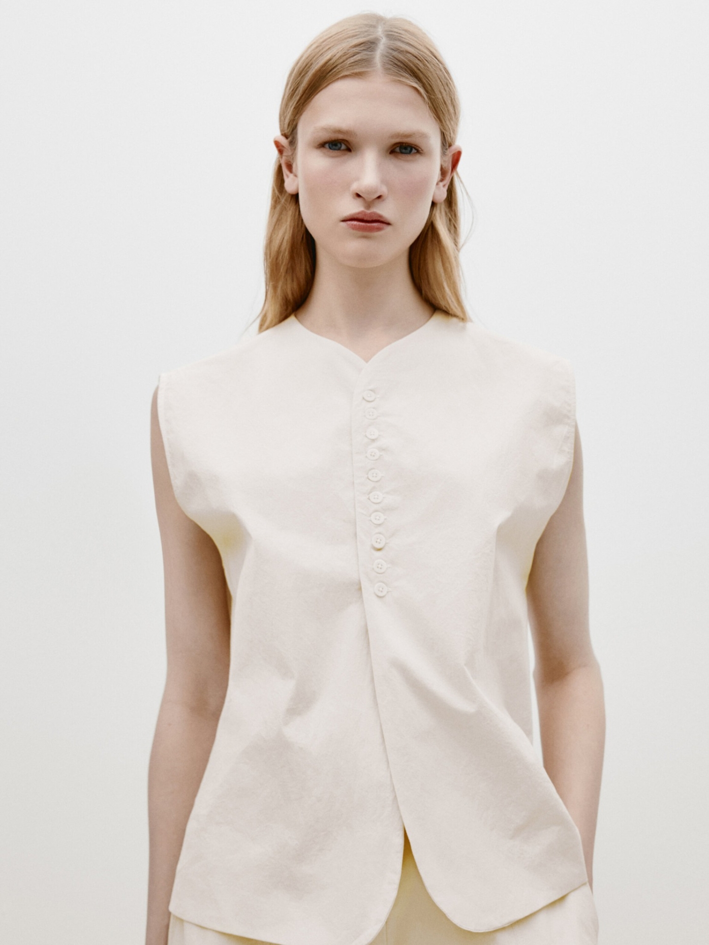 MDPWTWBD-LE01 Massimo Dutti Button Details Waistcoat & Wide Leg Trousers - Limited Edition