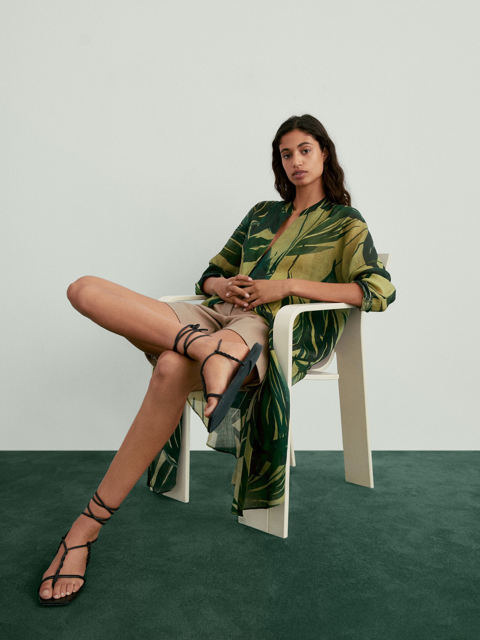 MDROBWTP01 Massimo Dutti Tropical Print Oversize Blouse