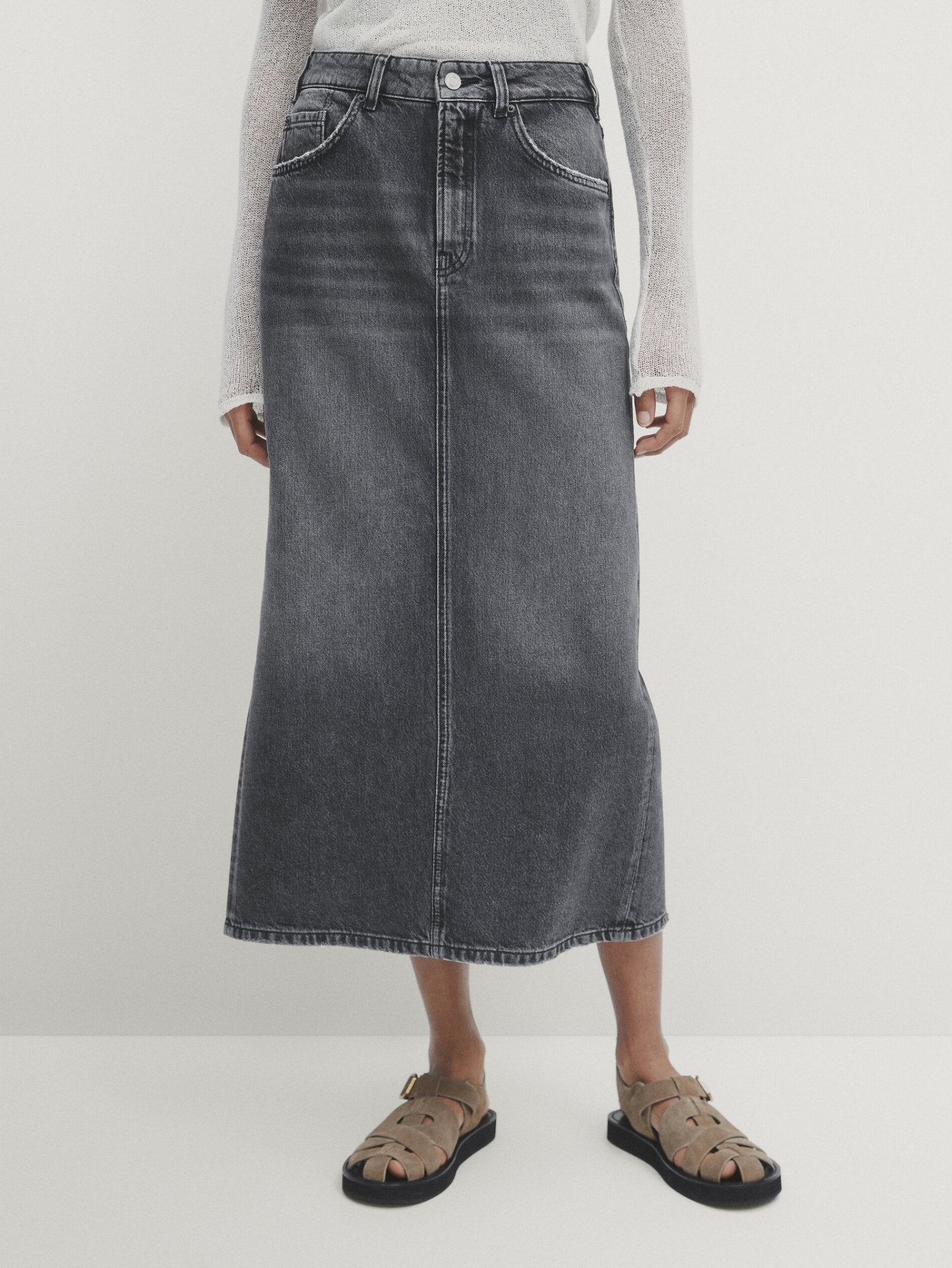 MDSDS01 MASSIMO DUTTI DENIM MIDI SKIRT