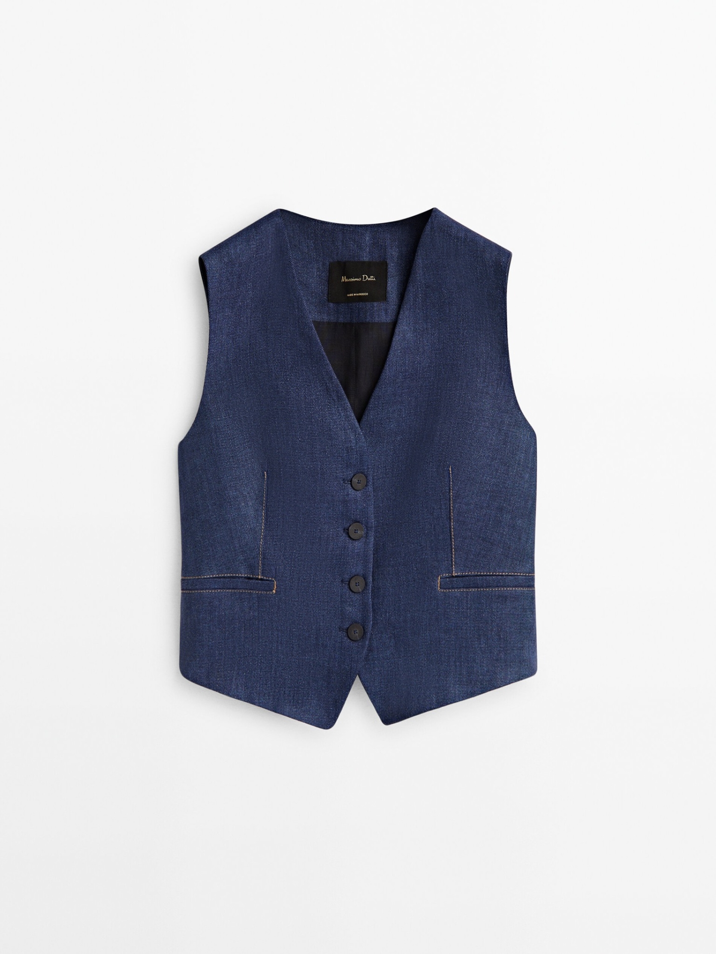 MDSLSWWT01 Massimo Dutti Linen Suit Waistcoat