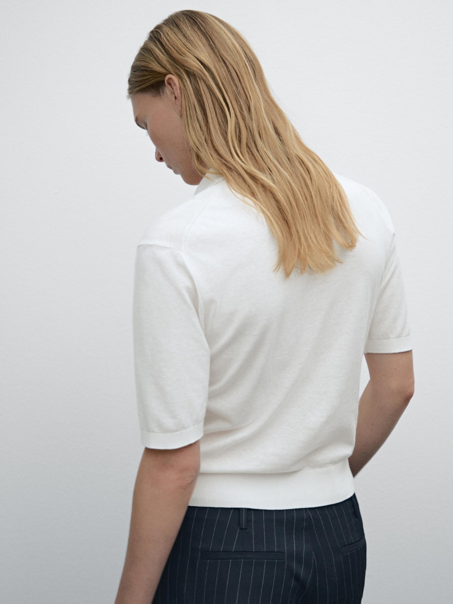 MDSSPS02 Massimo Dutti Ribbed Polo Shirt