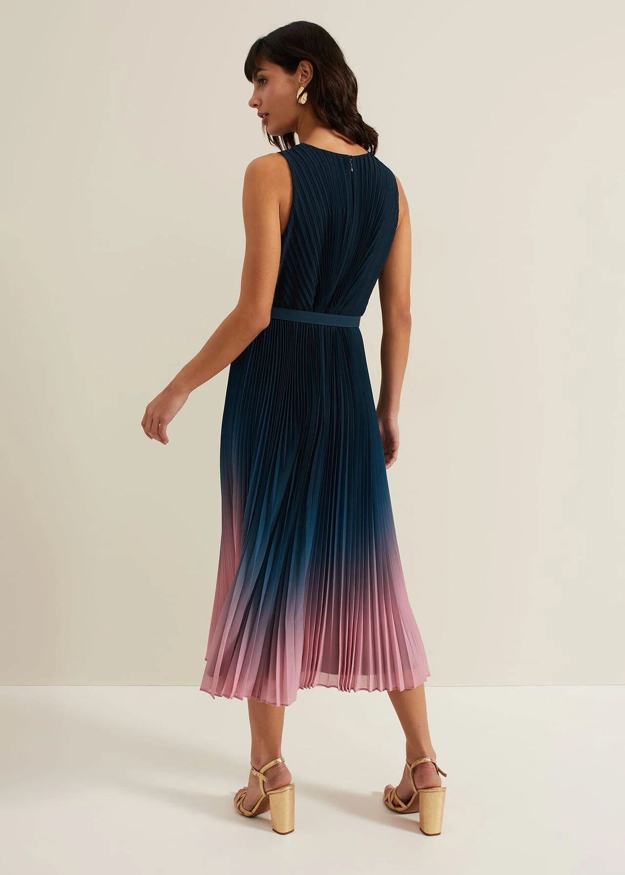 PEPSOPMD01 Phase Eight Ombre Pleat Midi Dress