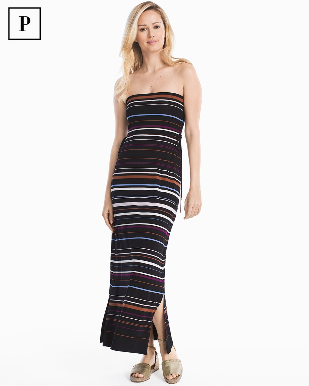 PSKCMS01 WHBM Petite Stripe Knit Convertible Maxi Skirt