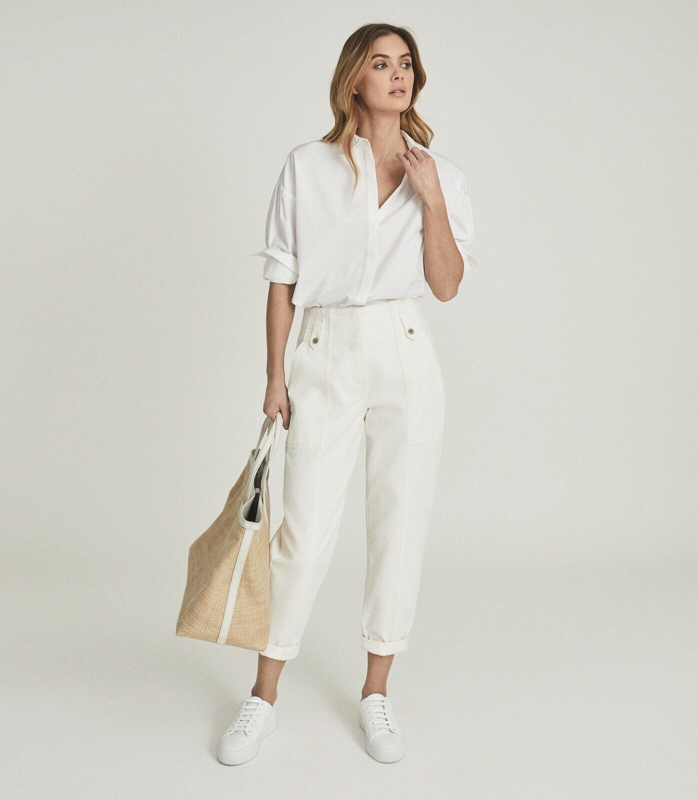 RACTCT01 REISS COTTON TAPERED CARGO TROUSERS