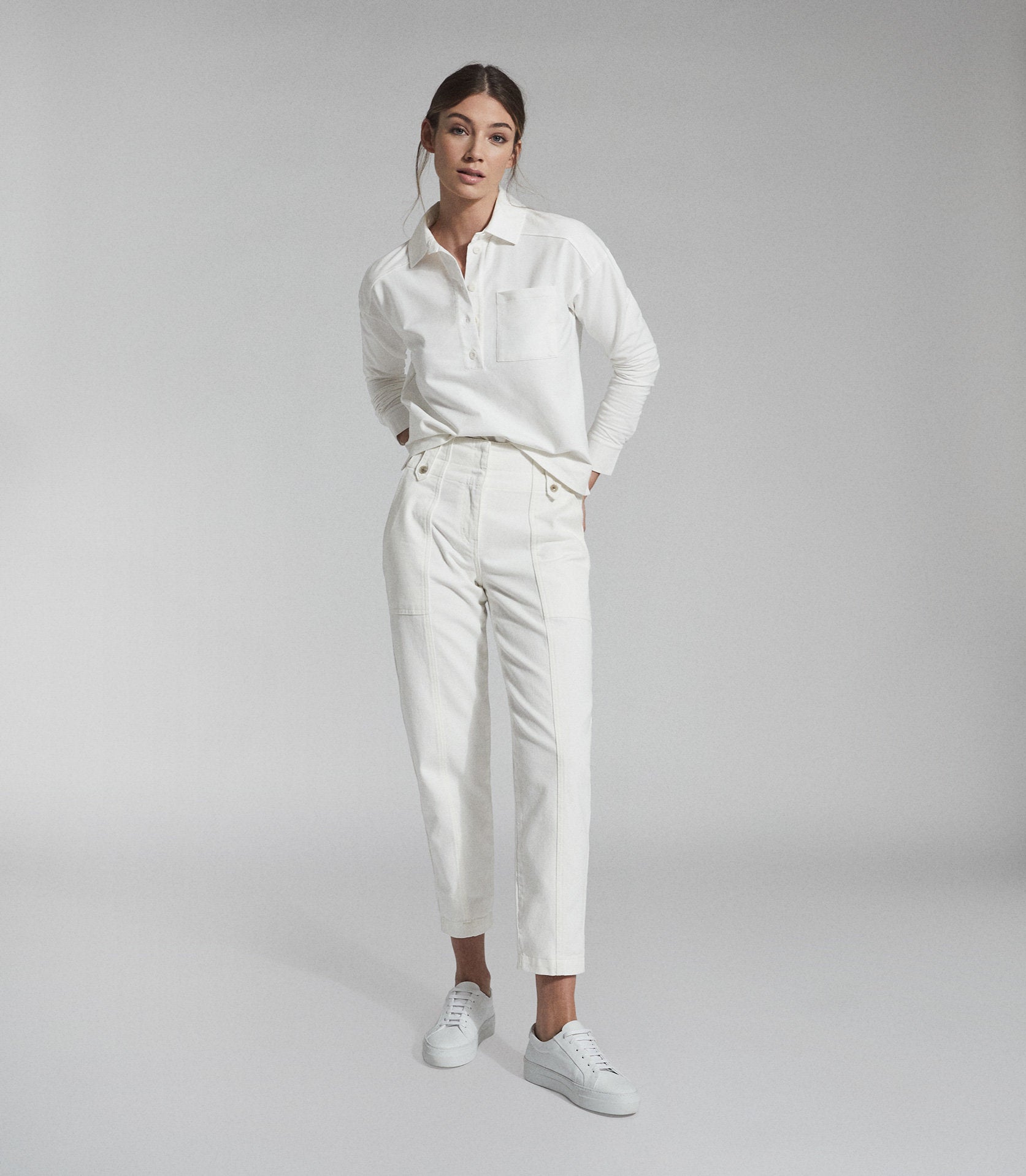 RACTCT01 REISS COTTON TAPERED CARGO TROUSERS