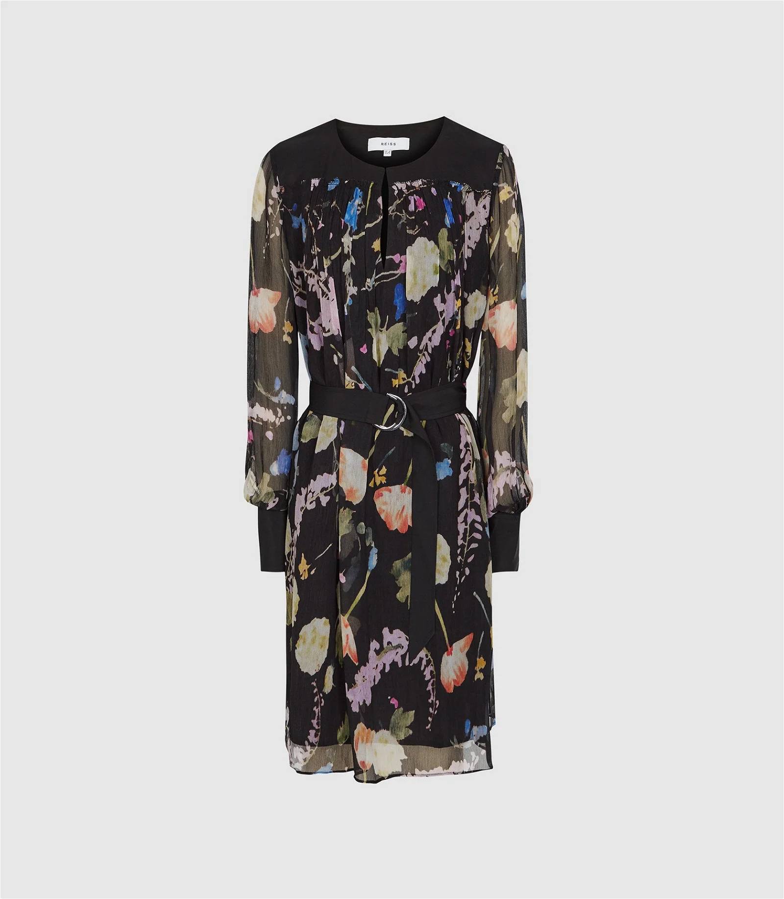 RFFCSD01 REISS FLORAL-PRINT CRINKLED SHEER DRESS