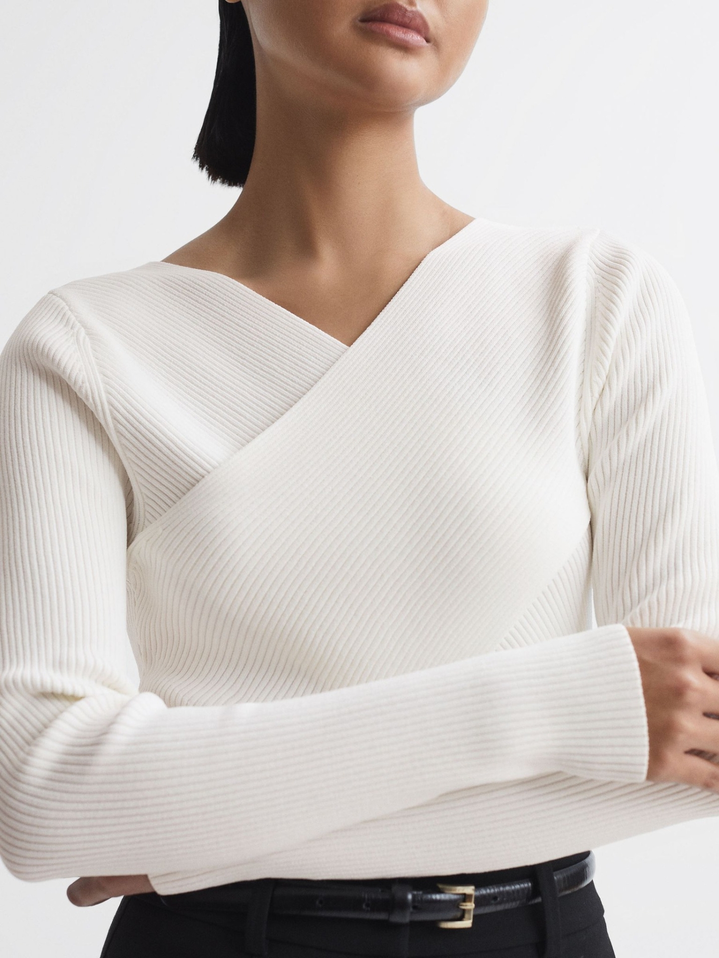 RHKWLST01 REISS KNITTED WRAP TOP