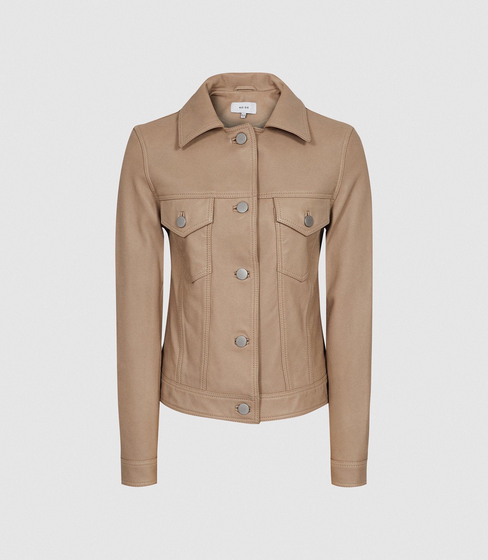 RPLTJ01 REISS PIPER LEATHER TRUCKER JACKET