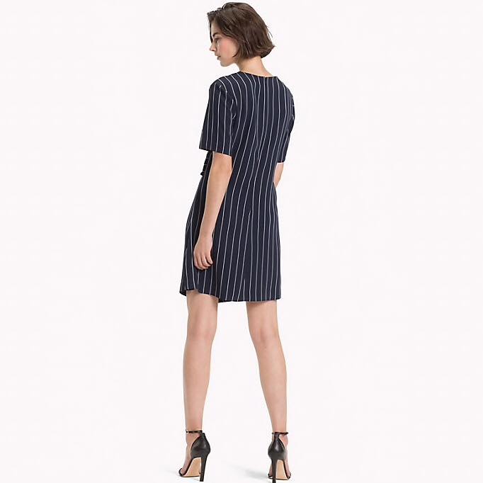TPKFD01 Tommy Hilfiger Pinstripe Knot Front Dress