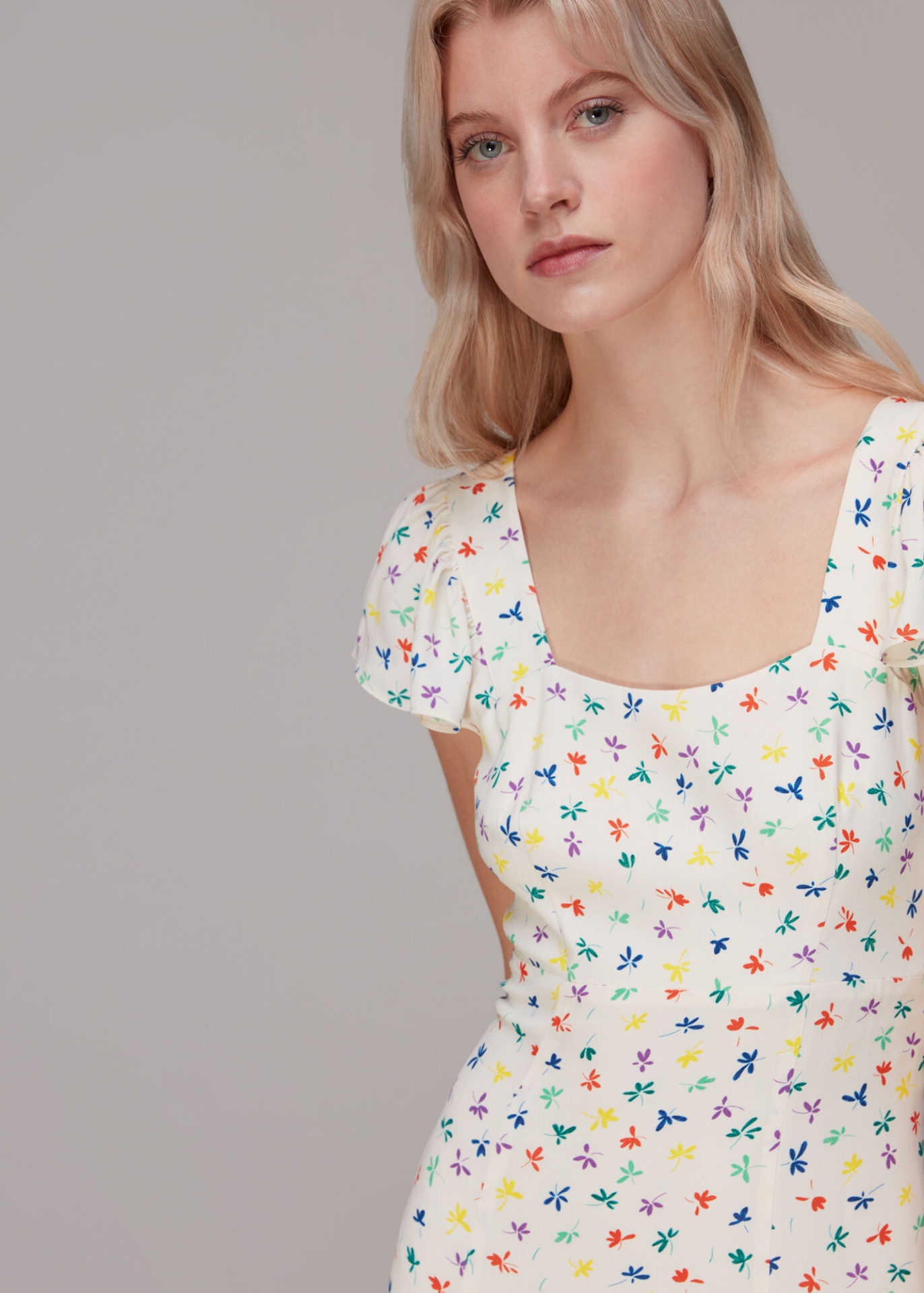 WDFMD01 WHISTLES FLORAL MIDI DRESS