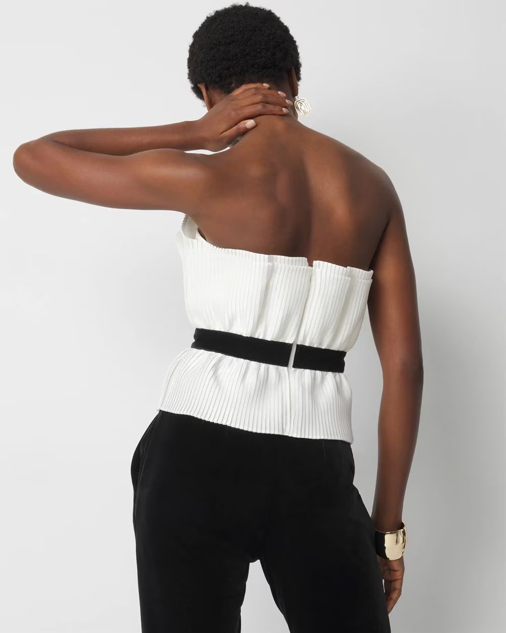 WPB01 WHBM Pleated Ruffles Bustier