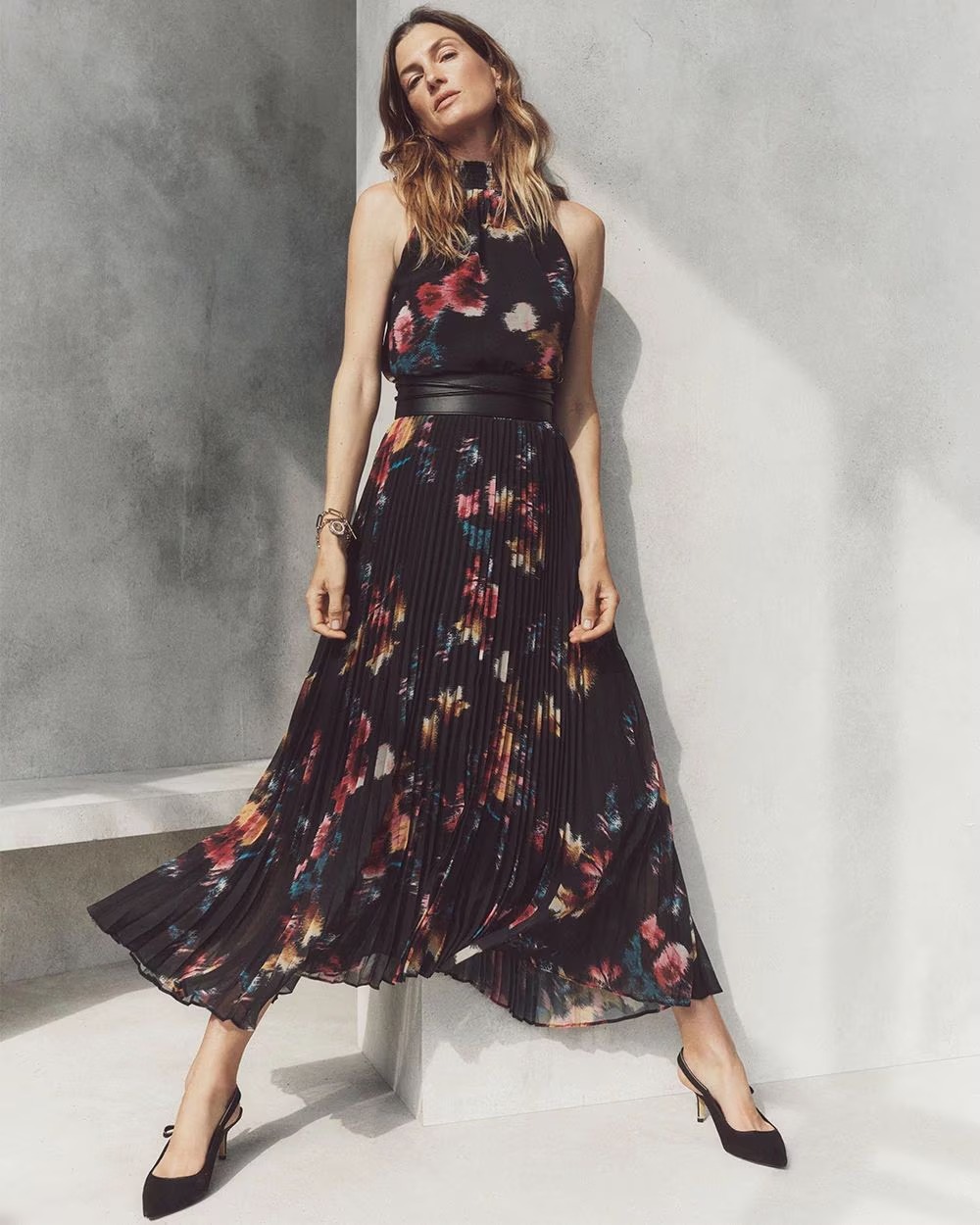 WSPHMD01 WHBM Pleated Halter Dress