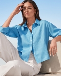 ACLS01 Ann Taylor Cropped Linen Shirt