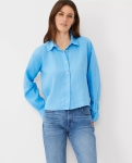 ACLS01 Ann Taylor Cropped Linen Shirt