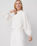 ATMSSBHP01 Ann Taylor Stripe Shirred Banded Hem Popover