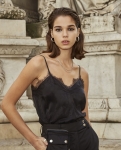 LPSCWLD02 THE KOOPLES SILK CAMISOLE WITH LACE DETAILS