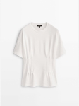 MDCTWGW01 Massimo Dutti Gathered Waist Cotton T-shirt