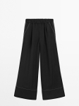 MDFTWCT01 Massimo Dutti Topstitching Wide Leg Trousers