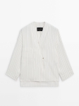 MDSCKWPD01 Massimo Dutti Striped Kimono Blazer & Suit Trousers