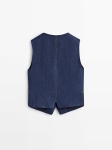 MDSLSWWT01 Massimo Dutti Linen Suit Waistcoat