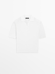 MDSSPS02 Massimo Dutti Ribbed Polo Shirt