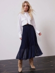 MVNBPMS01 MINT VELVET PLEATED MIDI SKIRT