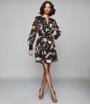 RFFCSD01 REISS FLORAL-PRINT CRINKLED SHEER DRESS