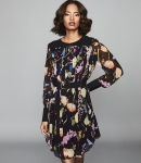 RFFCSD01 REISS FLORAL-PRINT CRINKLED SHEER DRESS