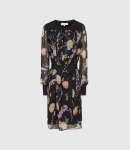 RFFCSD01 REISS FLORAL-PRINT CRINKLED SHEER DRESS