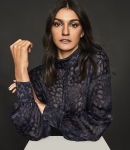 RTNSBBPB01 Reiss Navy Silk Blend Burnout Pattern Blouse