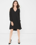 WB639 WHBM Split-Front Black Chiffon Dress
