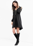 WB639 WHBM Split-Front Black Chiffon Dress