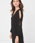 WB639 WHBM Split-Front Black Chiffon Dress